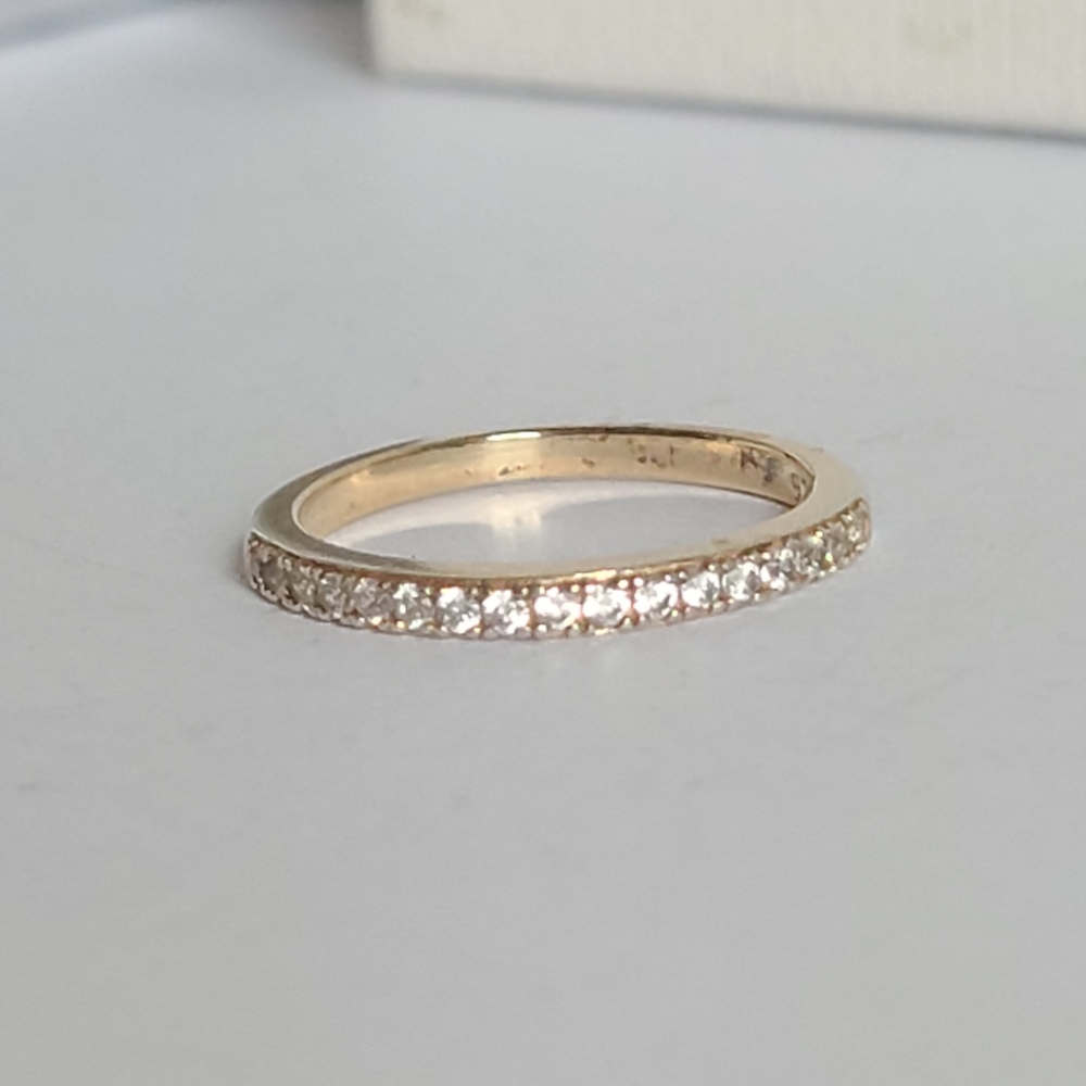 Dainty Rose Gold Plated Sterling Silver CZ Crystal Thin Band Ring 7